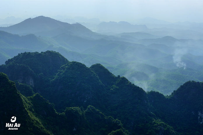 Ninh Binh view from above with seaplane