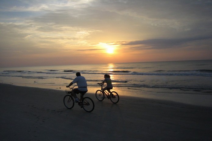 Cycling on Ha Long Beach