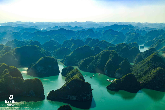 View of the flight from Hanoi to Halong Bay